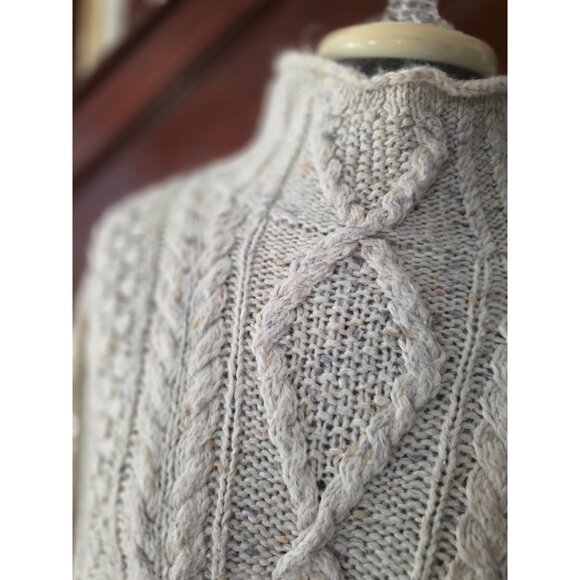 Express Tricot Handknit Cable Knit Sweater -Angora Rabbit Hair Blend High Neck L - Picture 2 of 7